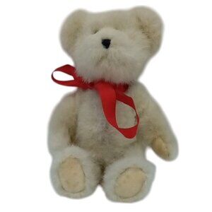 Vintage Boyd's Bears White Teddy Bear 8" High‎ with Red Ribbon 2003